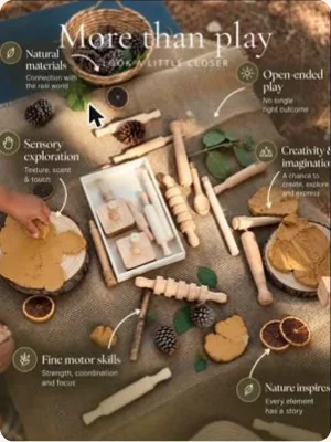 Instagram post: More than play, natural materials laid out for an experience